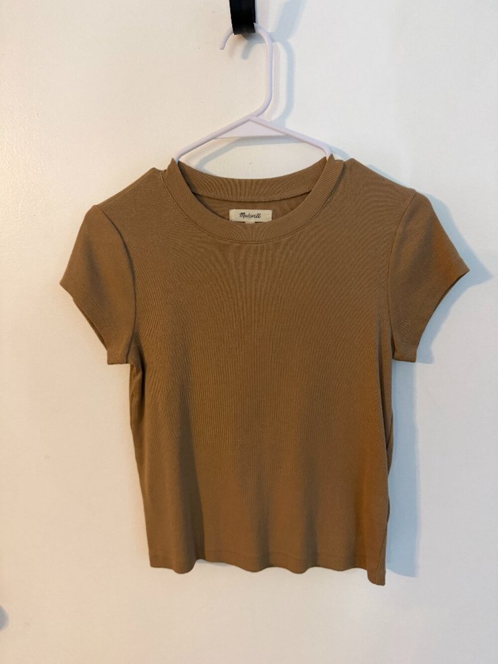 Madewell Brown ribbed short-sleeve top - S